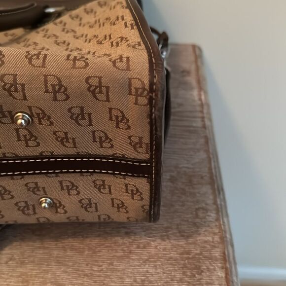 Dooney & Bourke Double Pocket Canvas Tote with Leather Trim- Tan/Brown - Picture 7 of 16